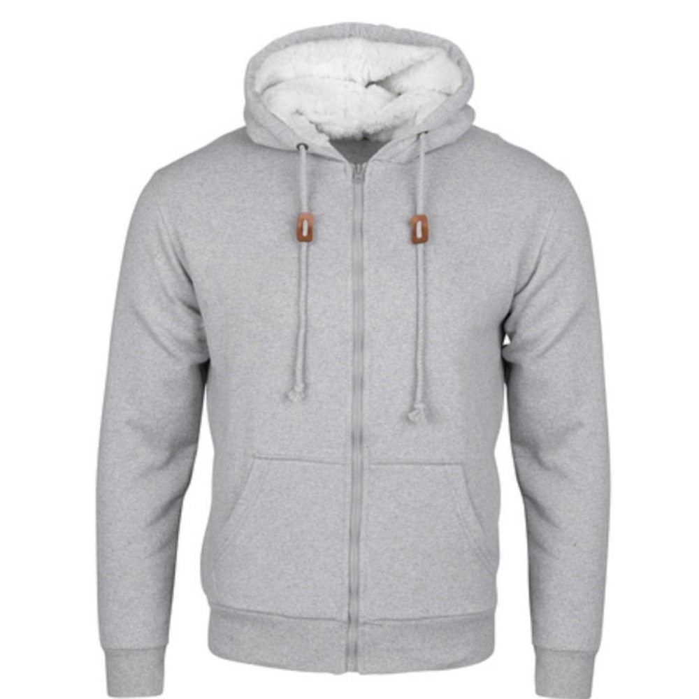 Men’s Sherpa Lined Zip Hoodie Sports Gray XS-2X